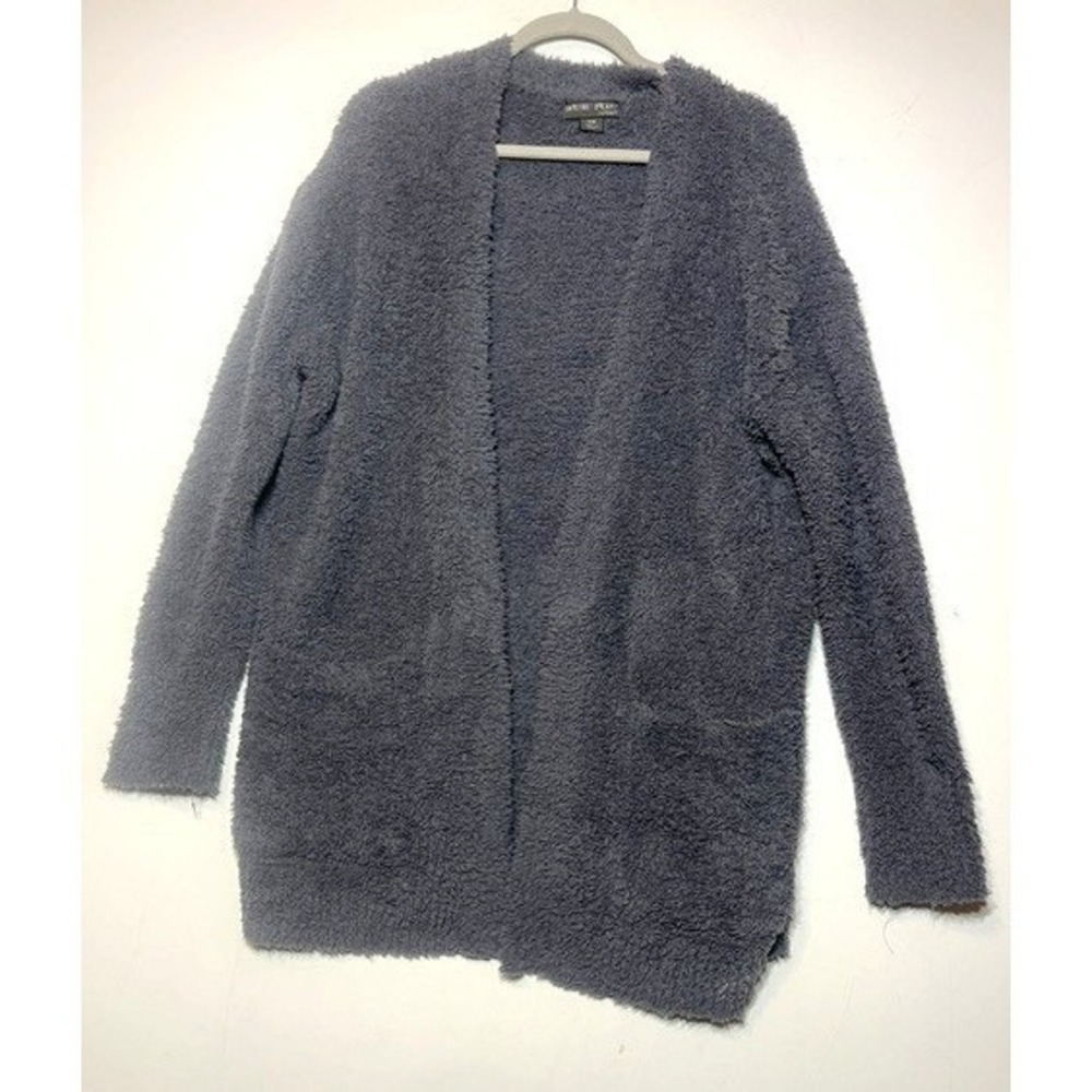 Barefoot Dreams CozyChic Open Front Cardigan Blue Gray Pockets S/M NOWCC1000